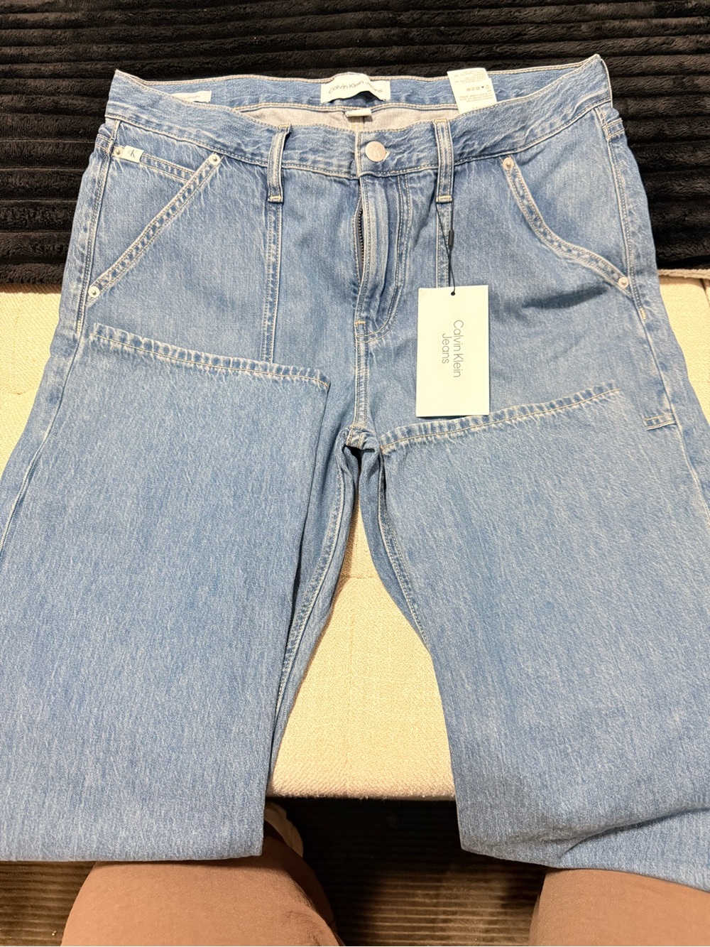 Calvin Klein Jeans Men’s Light Wash Relaxed Carpenter-Style Jeans